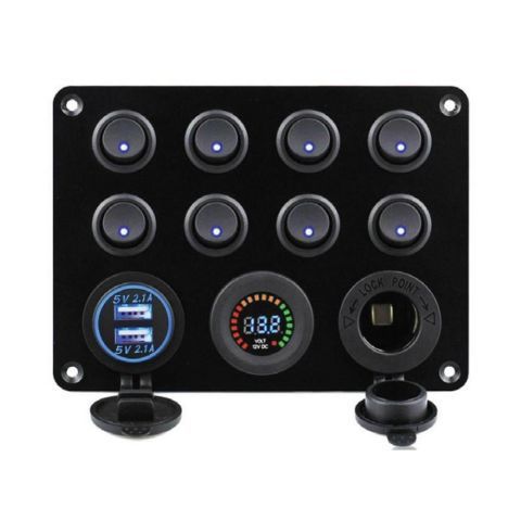 BFY 8'li Switch Panel Otomatik Sigorta ve Işıklı Şarj,Usb,Voltmetre