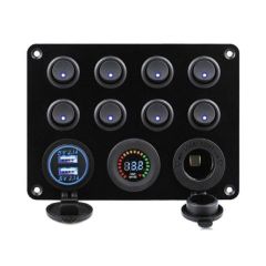 BFY 8'li Switch Panel Otomatik Sigorta ve Işıklı Şarj,Usb,Voltmetre