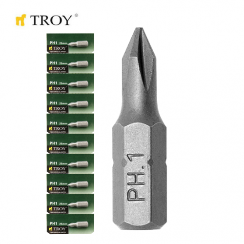 TROY 22251-10 Bits Uç Seti (PH1x25mm, 10Adet)