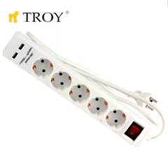 TROY 24025 USB Girişli Beşli Grup Priz ve Uzatma Kablosu