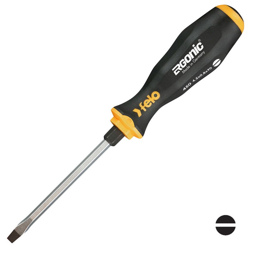 FELO ERGONIC Düz Uçlu Somunlu Tornavida 5.5x100mm (450 Serisi)