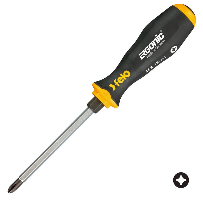 FELO ERGONIC Yıldız Uçlu Somunlu Tornavida PH 2x100mm (452 Serisi)