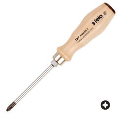 FELO Ağaç Saplı Somunlu Yıldız Tornavida PH 0x80mm (337 Serisi)