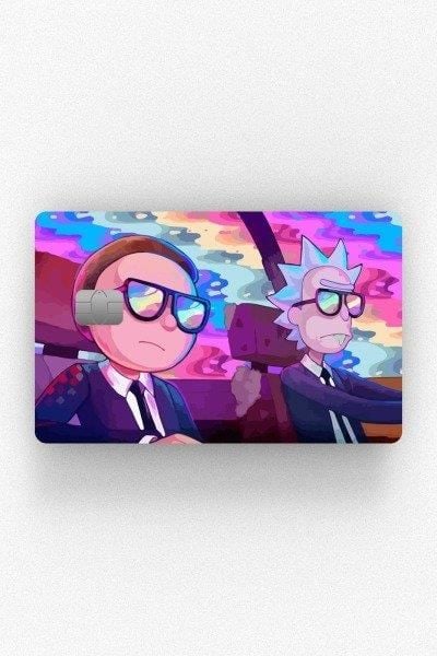 Rick and Morty Mor Kredi Kartı Kaplama Stickeri Papara, Tosla, Kredi Kartı Için Uyumlu