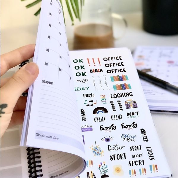 Panda Tasarımlı Lastikli Spiralli Tarihsiz Haftalık Planlayıcı