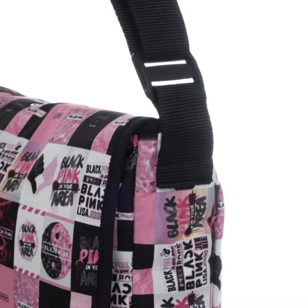 Black Pink Baskılı Postacı Çantası