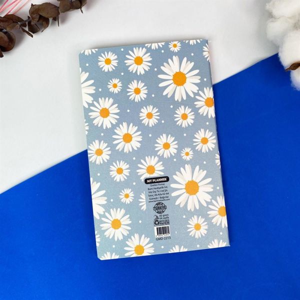 Mavi Papatya Tasarımlı Terzi Dikişli Defter