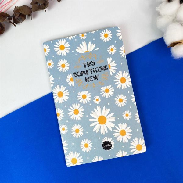 Mavi Papatya Tasarımlı Terzi Dikişli Defter