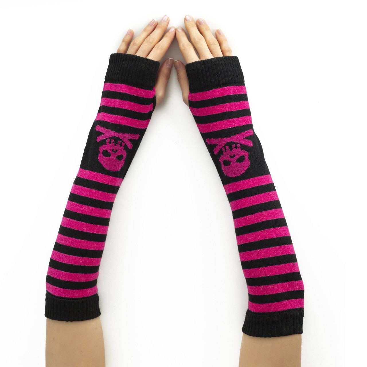 Siyah Pembe Renkli Kol Çorabı Eldiven