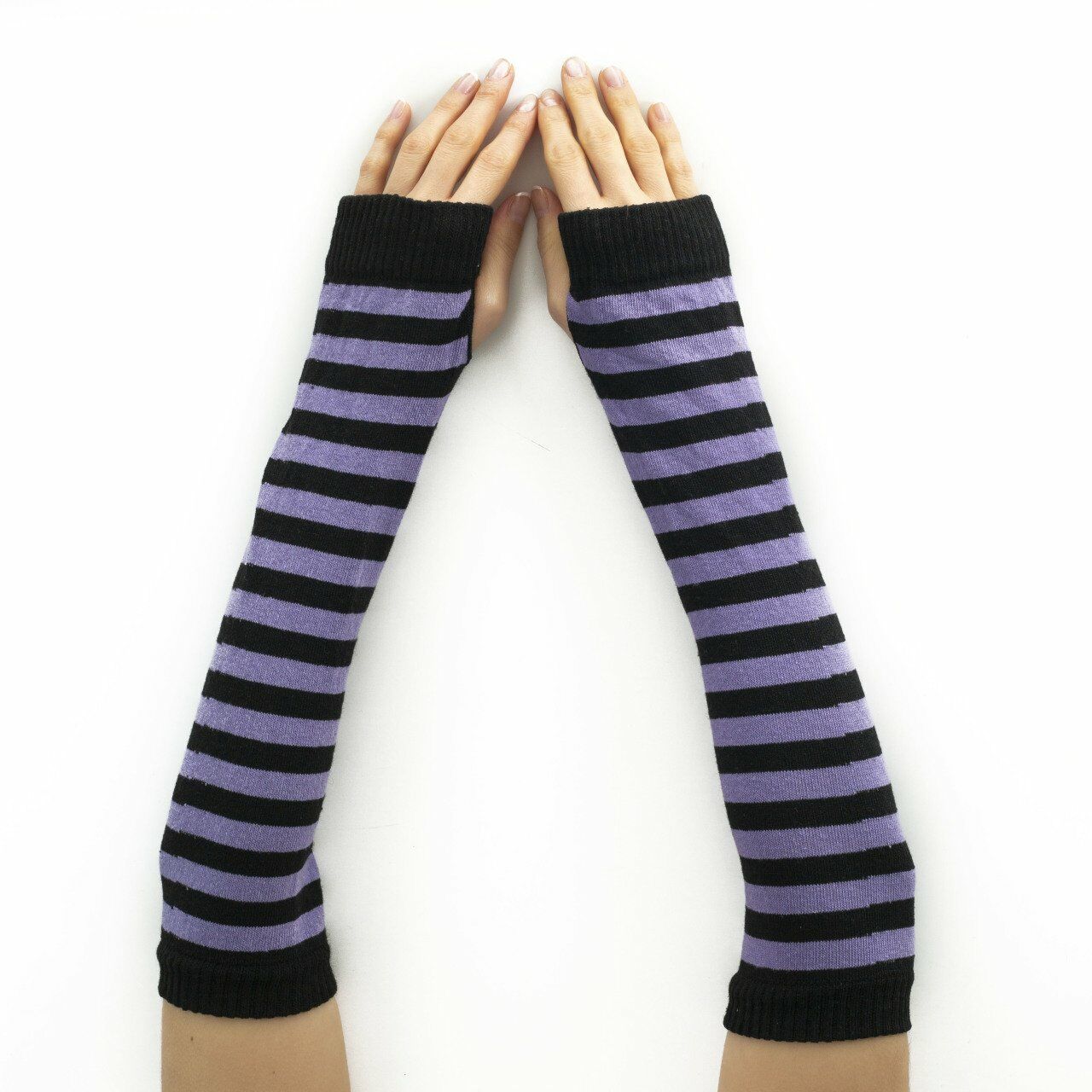 Siyah Lila Renkli Kol Çorabı Eldiven