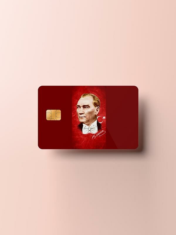Atatürk Kredi Kartı Kaplama Stickeri Papara, Tosla, Kredi Kartı Için Uyumlu