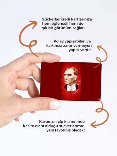 Atatürk Kredi Kartı Kaplama Stickeri Papara, Tosla, Kredi Kartı Için Uyumlu