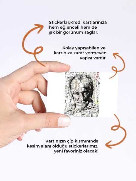 Kemal Atatürk Kredi Kartı Kaplama Stickeri Papara, Tosla, Kredi Kartı Için Uyumlu