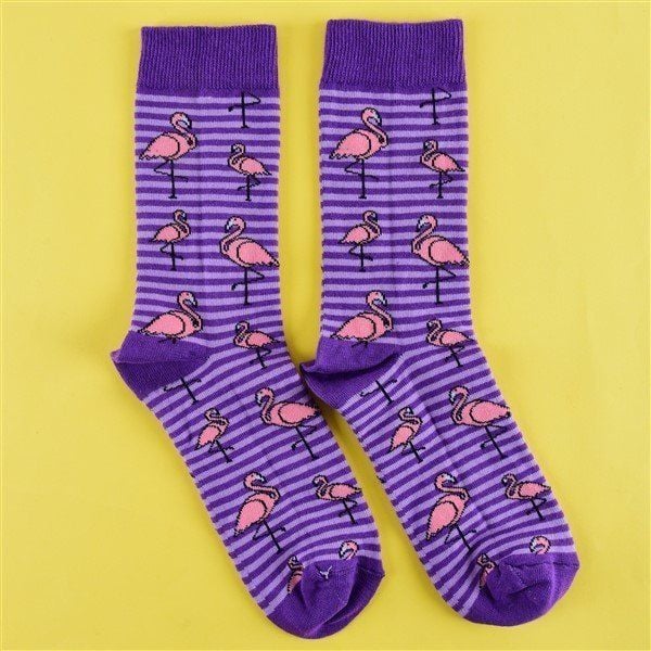 Mor Çizgili Flamingo Çorap
