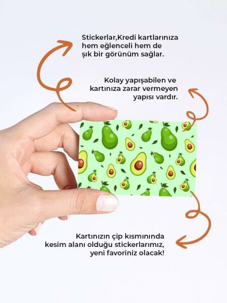 Avakado Kredi Kartı Kaplama Stickeri Papara, Tosla, Kredi Kartı Için Uyumlu