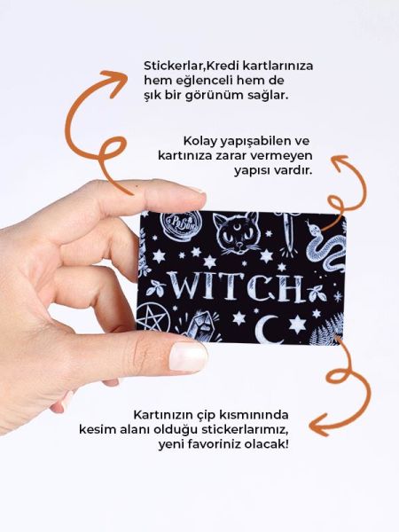 Witch Kredi Kartı Kaplama Stickeri Papara, Tosla, Kredi Kartı Için Uyumlu