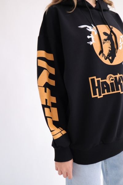 Anime Haikyuu Siyah Kapsonlu Sweatshirt