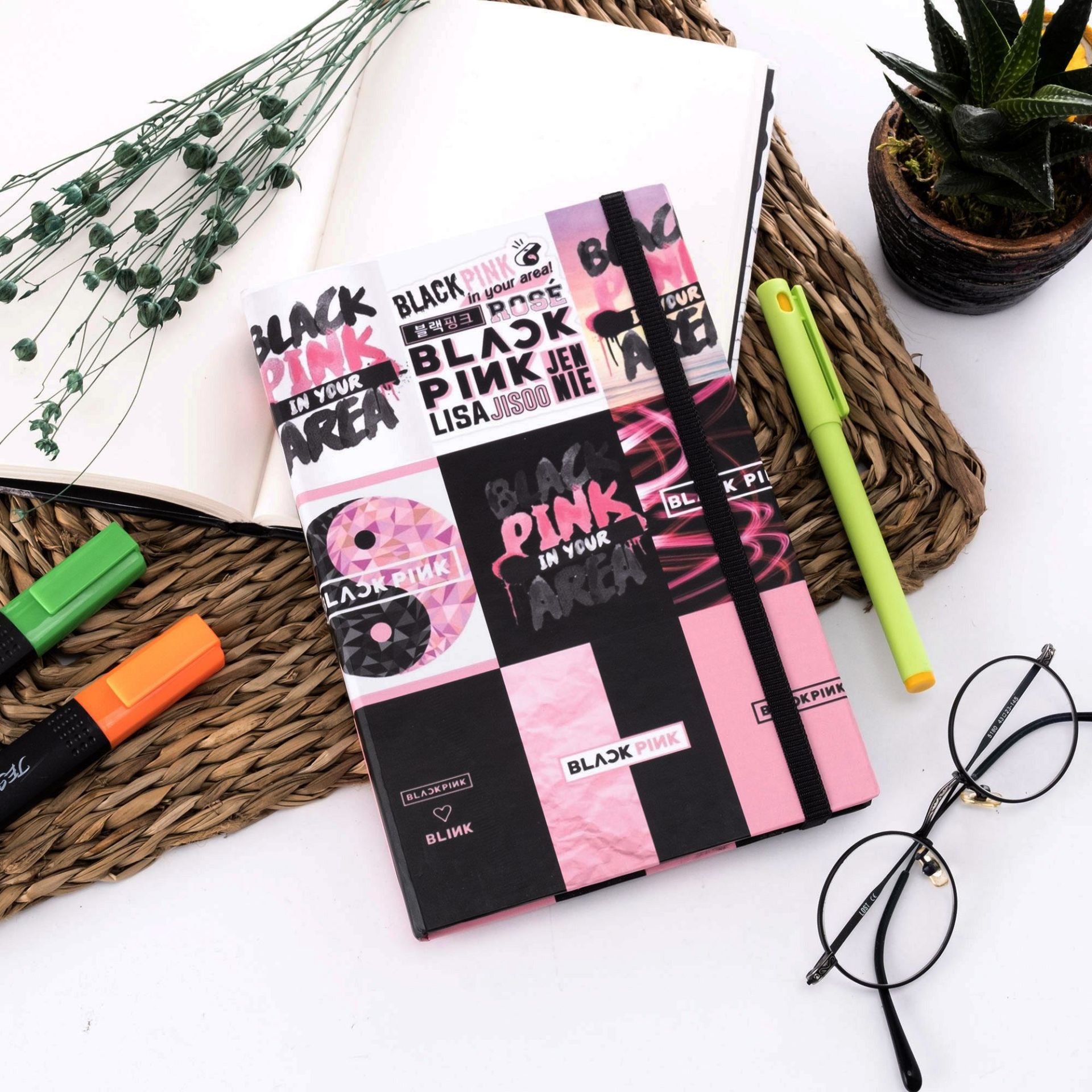 Black Pink Tasarımlı Lastikli Defter