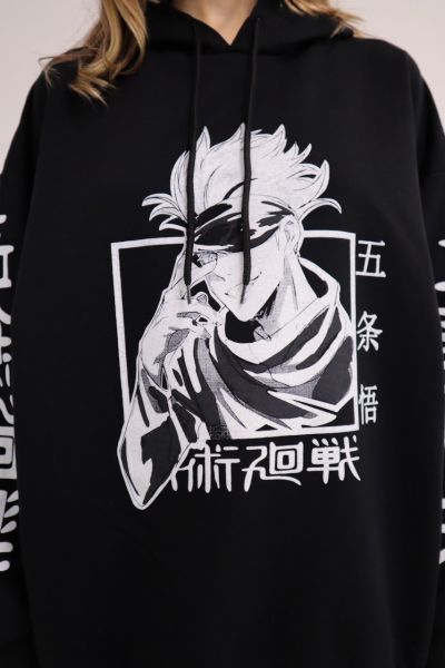 Anime Jujutsu Kaisen Kapsonlu Siyah Sweasthirt