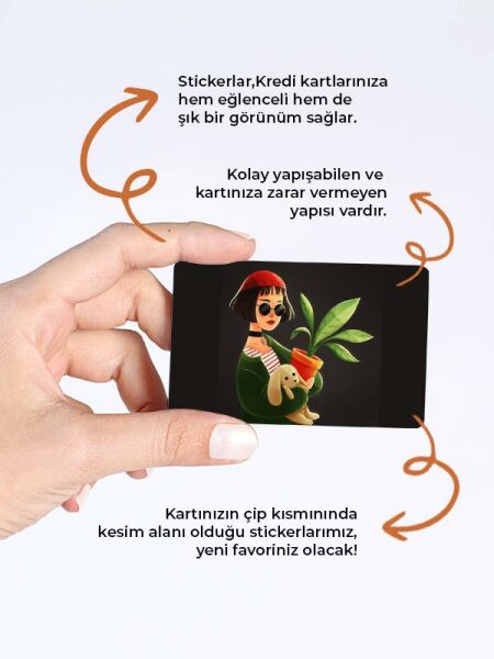 Çiçekli Kız Kredi Kartı Kaplama Stickeri Papara, Tosla, Kredi Kartı Için Uyumlu