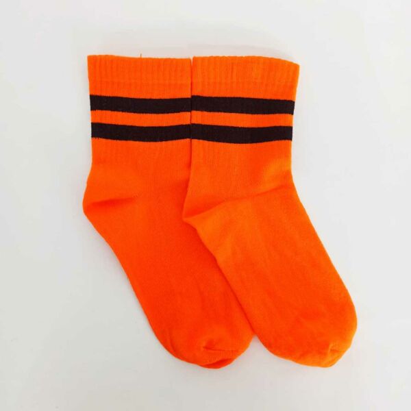 Siyah Çizgili Turuncu Tenis Çorap