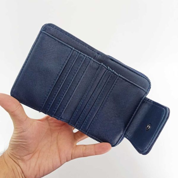 Lacivert Çift Patlı Nubuk Mini Cüzdan