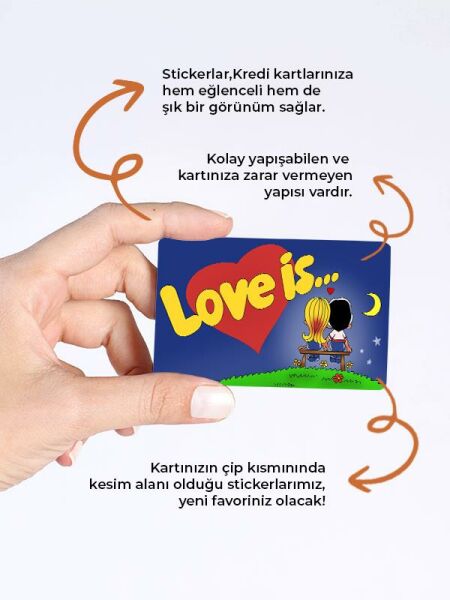 Love is Kredi Kartı Kaplama Stickeri Papara, Tosla, Kredi Kartı Için Uyumlu