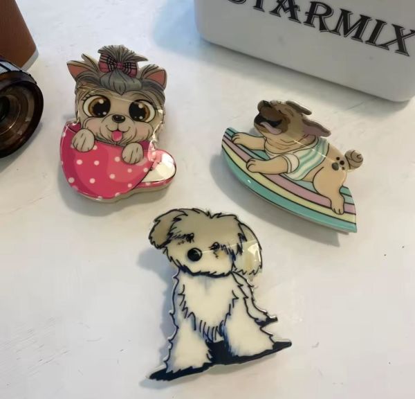 Sevimli Köpek  Desenli Kemik Mandal Toka