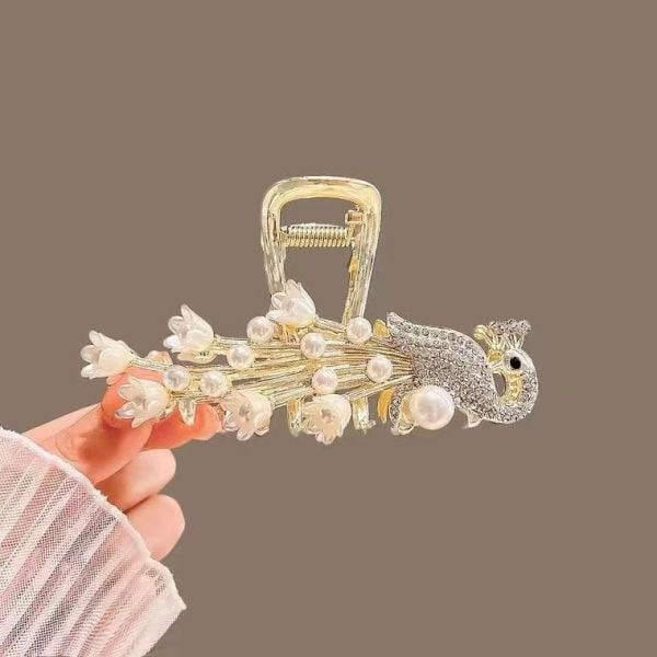Kuş Desenli Taşlı Metal  Mandal Toka