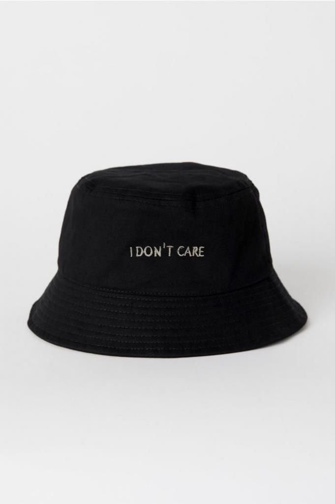 Siyah I Don't Care Balıkçı Şapka