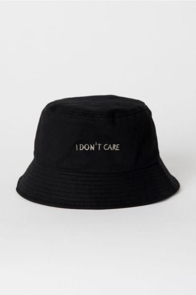 Siyah I Don't Care Balıkçı Şapka