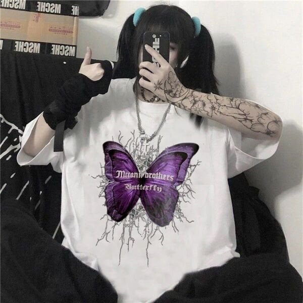 Butterfly Beyaz Oversize Unisex T-Shirt