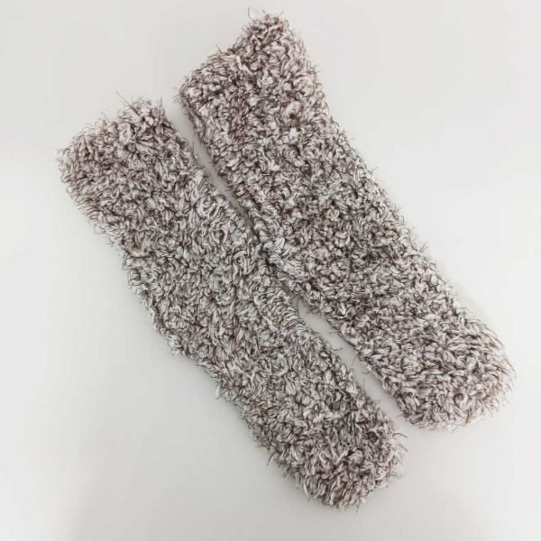 Koyu Kahverengi Polarlı Peluş Yün Çorap