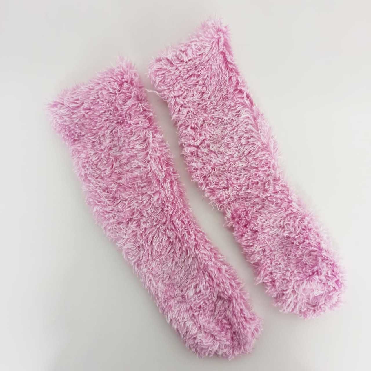 Pembe Polarlı Peluş Yün Çorap