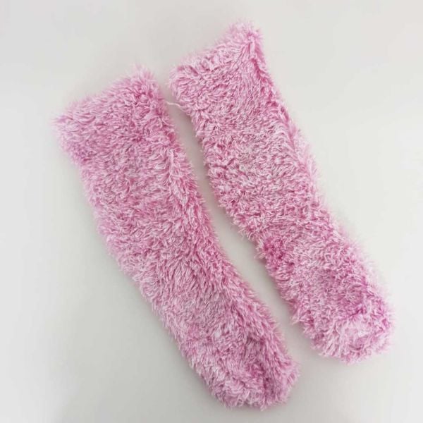 Pembe Polarlı Peluş Yün Çorap