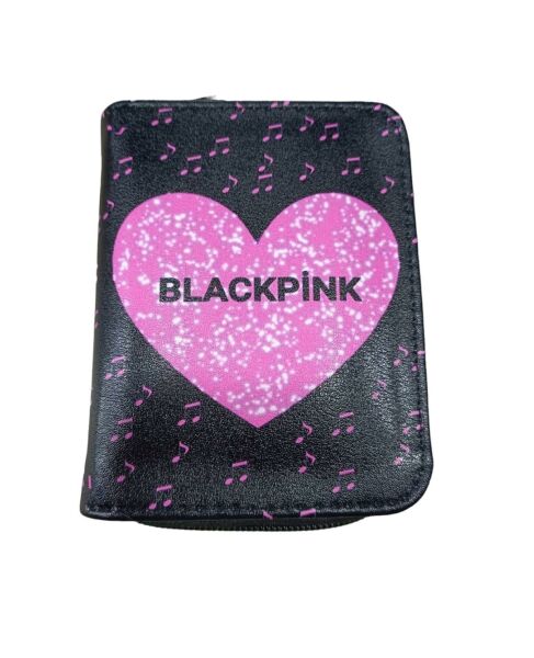 Black Pink Kalp Notaları Baskılı Cüzdan