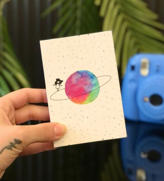 Satürnlü Kız Tasarımlı Mini Fotoğraf Albümü