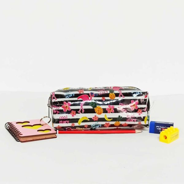Flamingo Baskılı Simli Kalemlik Makyaj Çantası