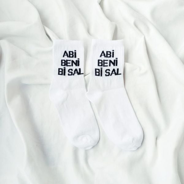 Abi Beni Bi Sal Beyaz Tenis Çorap