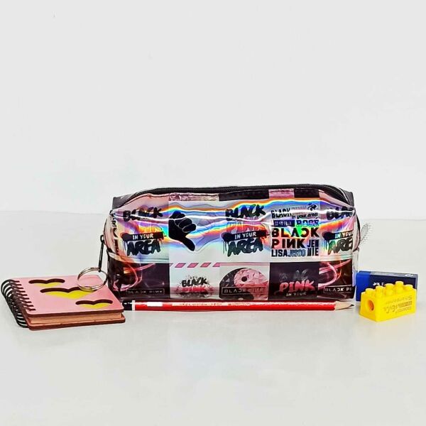 Black Pink Baskılı Hologram Kalemlik Makyaj Çantası