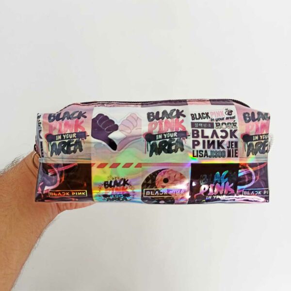Black Pink Baskılı Hologram Kalemlik Makyaj Çantası