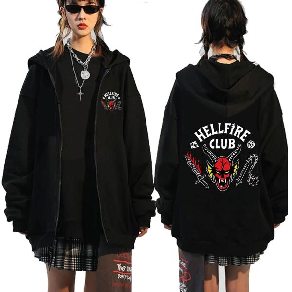 Stranger Things Hell Fire Club Siyah Unisex Fermuarlı Hırka