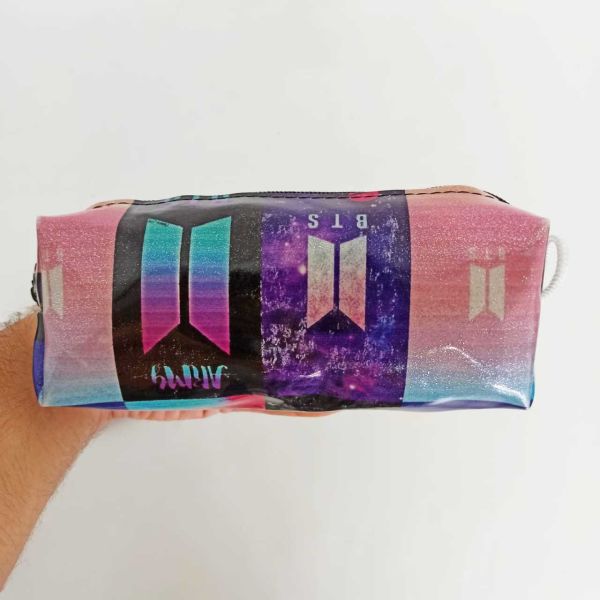 BTS Baskılı Simli Kalemlik Makyaj Çantası