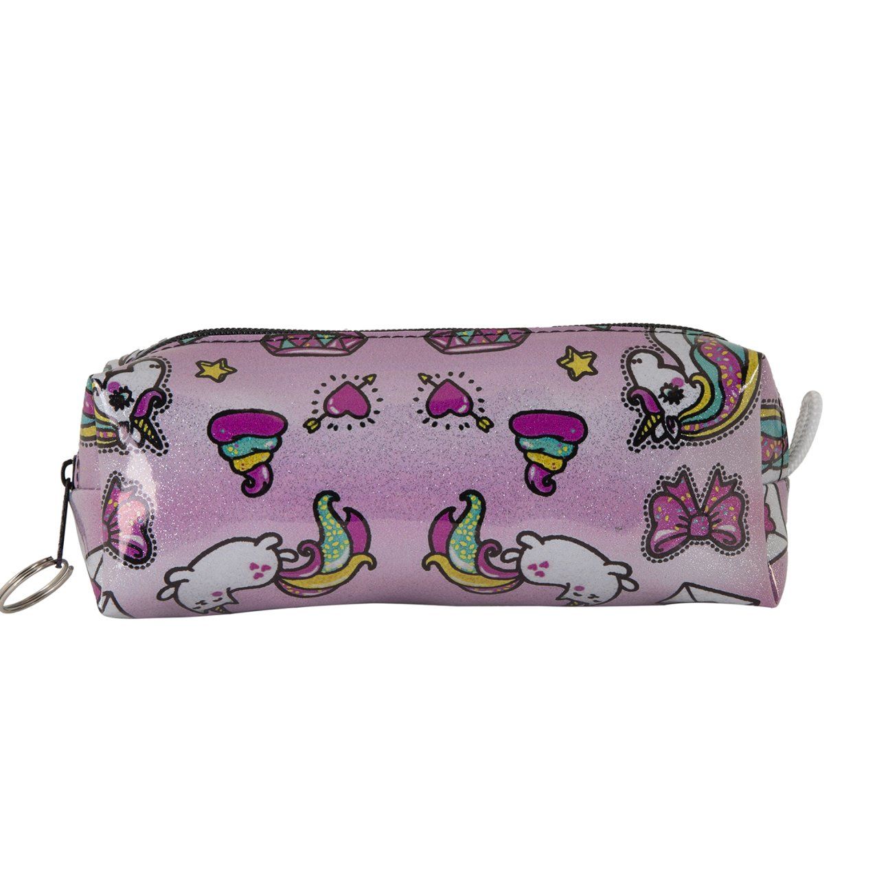 Pembe Unicorn Baskılı Simli Kalemlik Makyaj Çantası