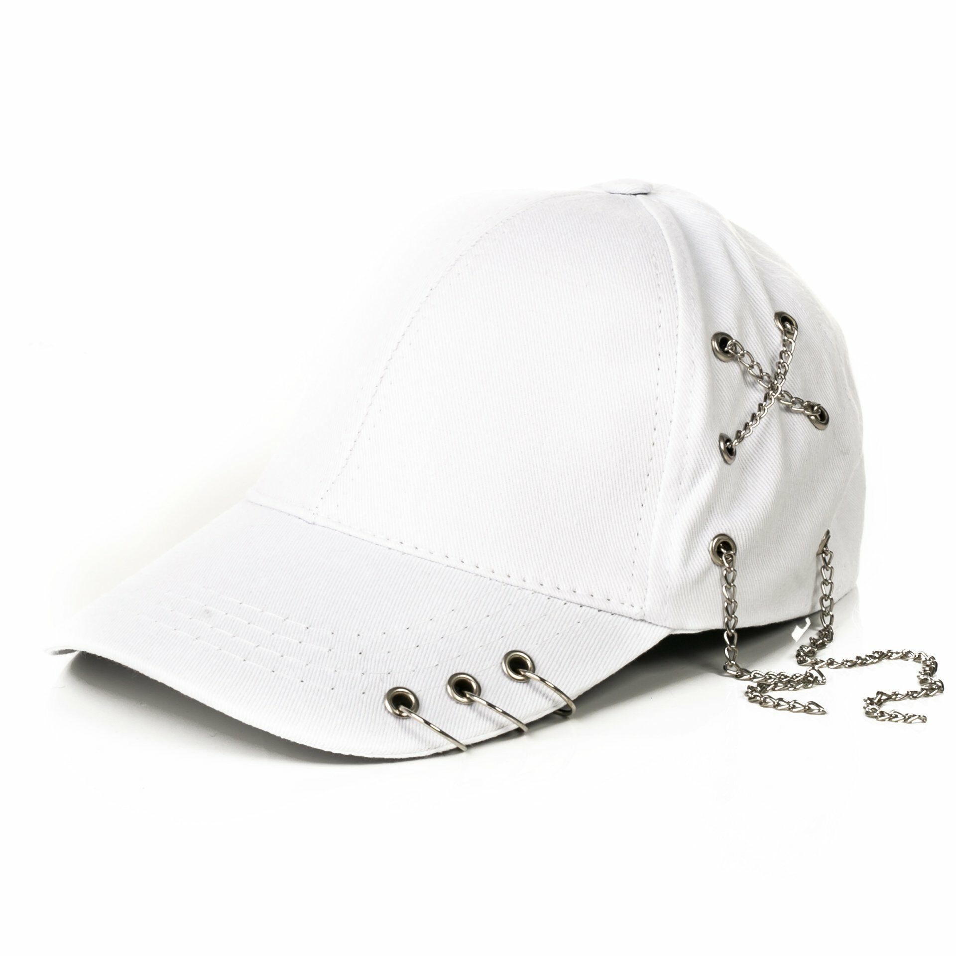 Piercingli Zincirli  Beyaz Şapka Kep
