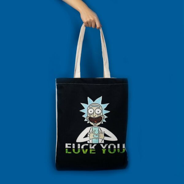 Rick And Morty Baskılı Ham Bez Çanta