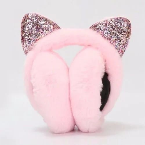 Katlanabilir Kulakları Simli  Peluş Kulaklık