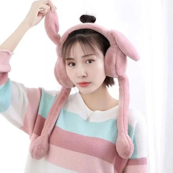 Kışlık Ponpon Peluş Kulaklık Oynar Kulaklıklı