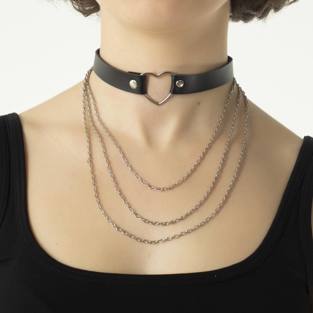 Kalpli 3 Zincirli Gotik Choker