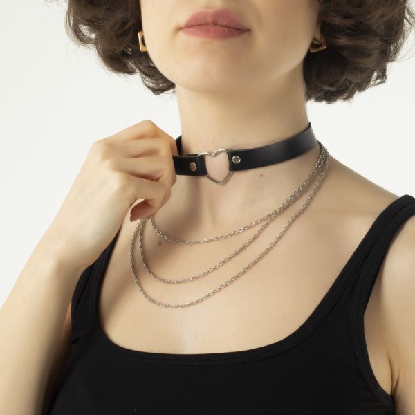 Kalpli 3 Zincirli Gotik Choker